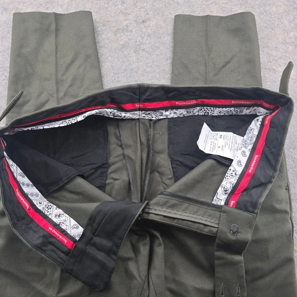 Terzi Adem Altun Dress Pants Trousers Mens 38x32 (US) Olive Green Side Adjuster